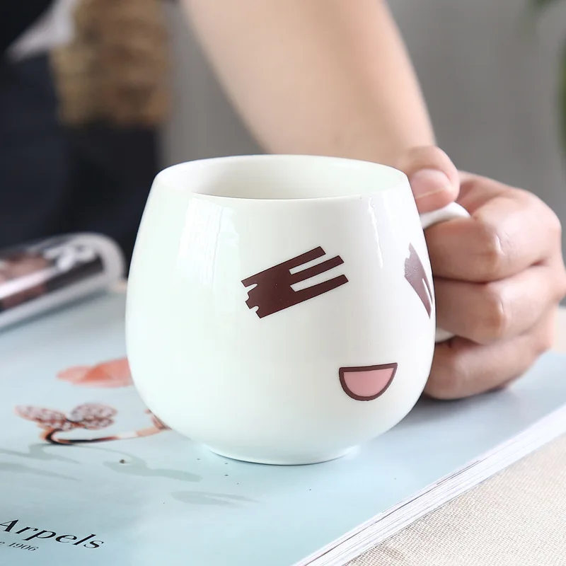 320 мл креативные забавные кружки с милым лицом, белая керамическая чашка, кружка для чая, кофе, молока с ручкой