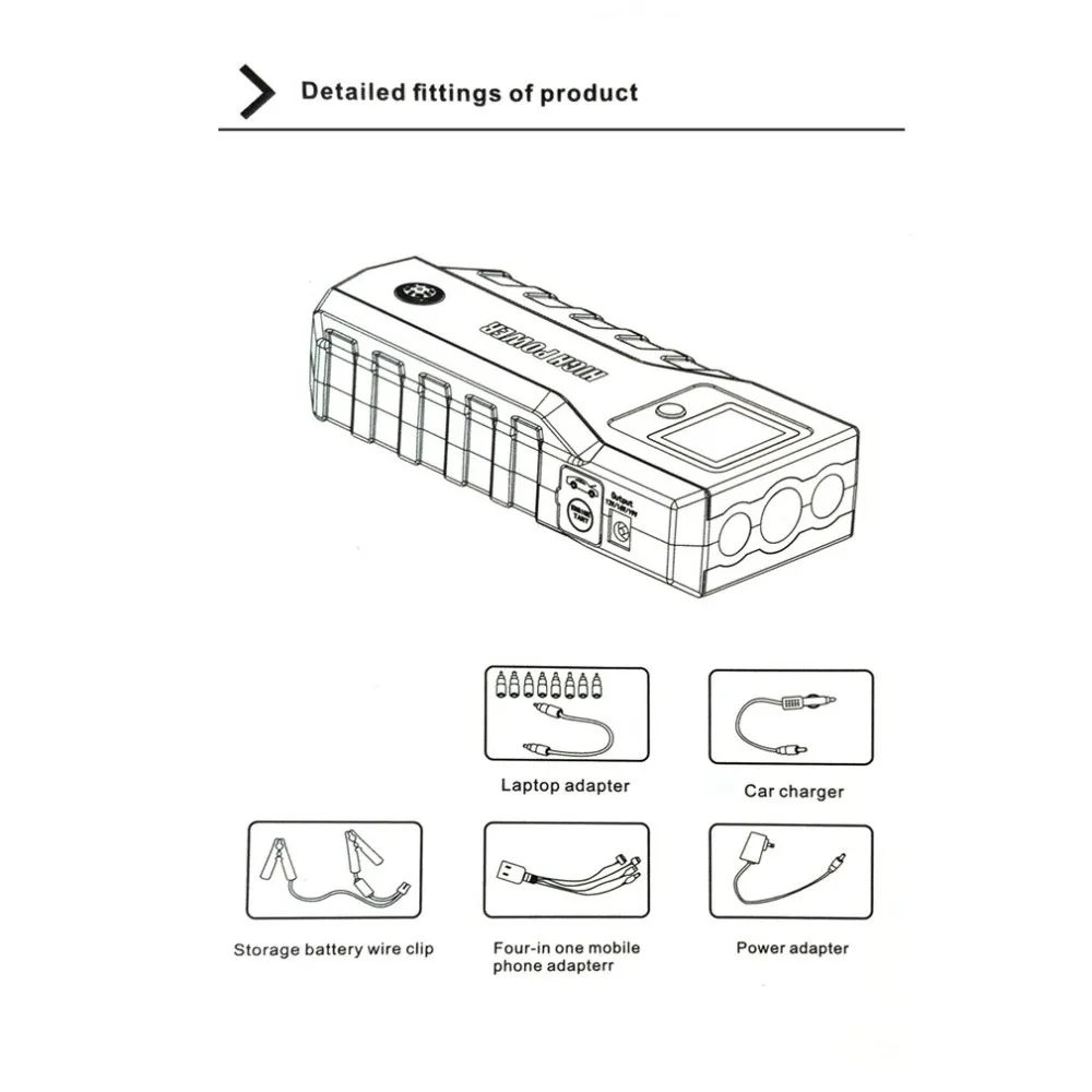 12V 82800 мА/ч, два USB выхода, Выход автомобиль скачок стартер Портативный автомобиля Зарядное устройство Мощность банк аварийного со вспышкой светильник Батарея Питание