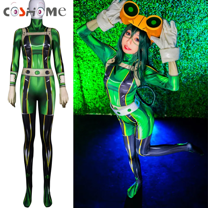 Coshome боку Нет Моя геройская Академия Asui Tsuyu костюмы для косплея Женское боди
