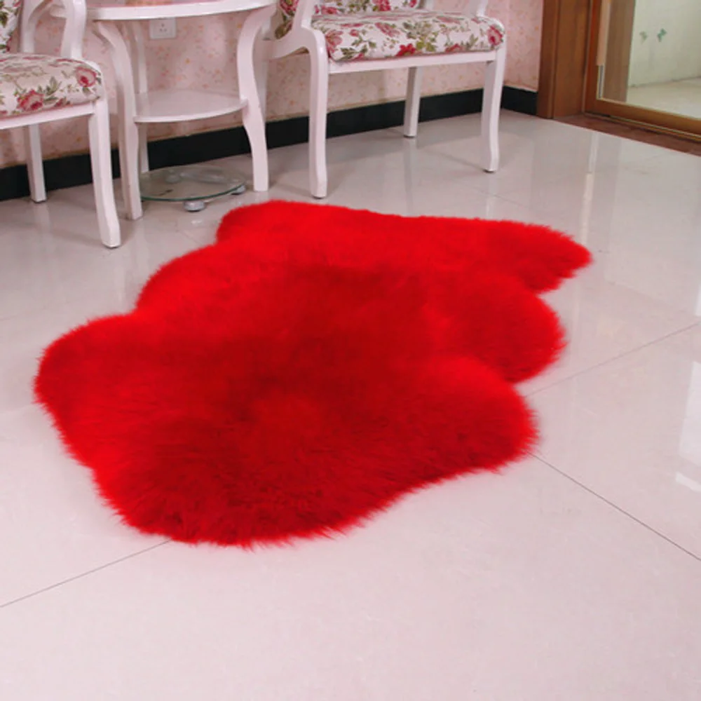 Супер Люкс Утепленная одежда утепленные мягкие мохнатые из натуральной овечьей шерсть, ковры и ковер для Гостиная крышка стула домашние коврики - Цвет: red