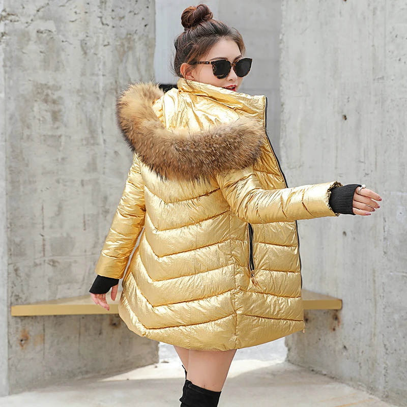 Femmes Longue Manteau Coton Nouvelle Parkas D'hiver Or Hiver De silver S Veste Grande 3xl Capuche Taille gold À Rembourré Chaud argent qAvCg