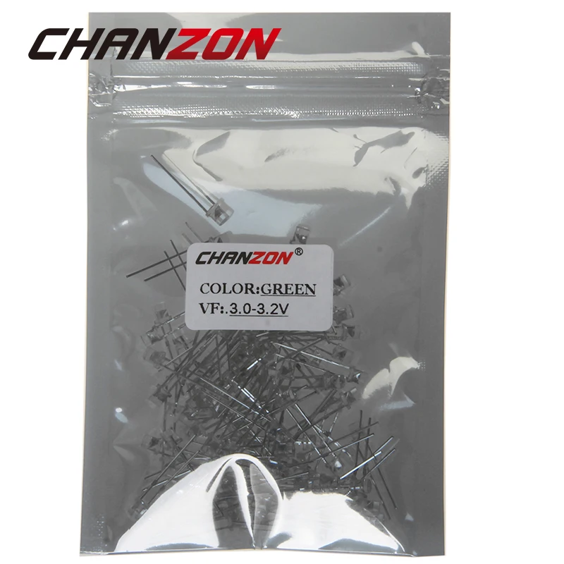 Светодиодный светильник CHANZON 100 шт. 3 мм зеленый диодный с плоским верхом