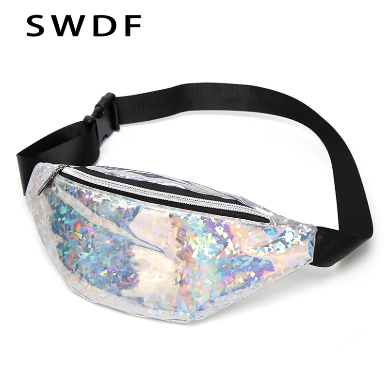 

SWDF New Waist Bags Women Designer Fanny Pack Fashion PU Belt Bag Holographic Colored Chest Crossbody Bag Belt Women's Purse Sac