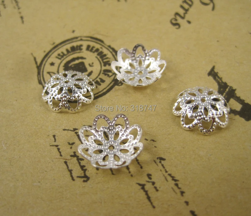

Lucia crafts 48pcs/lot 10/16mm DIY Silver Plated Hollow Flower Metal Charms Bead Caps for Jewelry Making G0509