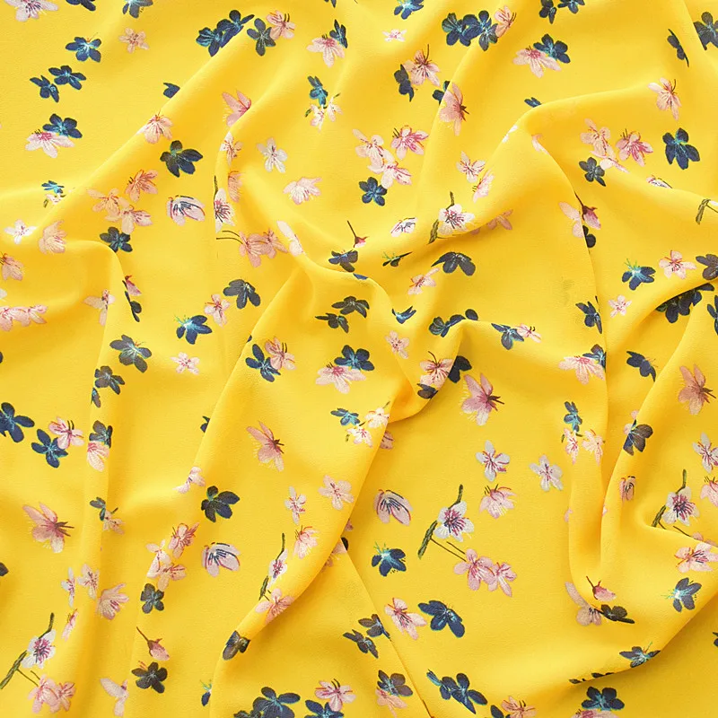 2019 High viscose chiffon fabric spring/summer printed fabric yellow