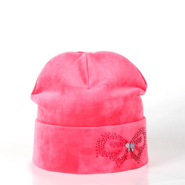 Модная брендовая бархатная женская зимняя шапка, женские шапки, стразы, Бабочка, бант, Skullies Beanies для женщин, Элегантная шляпка, шапки - Цвет: Pink