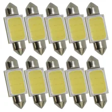 Led para caminhão 12/24 v, automobilístico, koepel festoen cob, 12 chips 36mm 39mm 41mm, 10 peças c5w c10w cabine