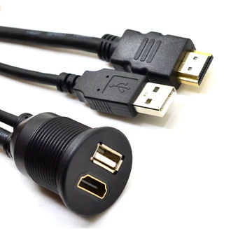 

3ft Car USB HDMI AUX Extension Panel Flush Mount Cable For Car, Boat and Motorcycle 1M