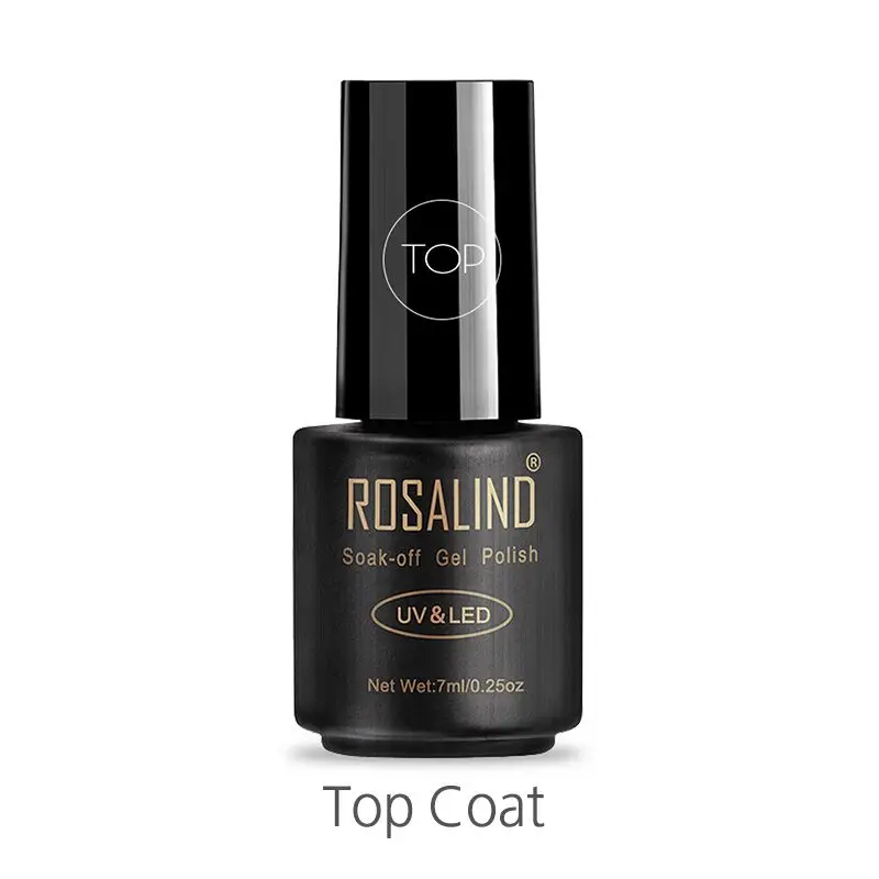 Rosalind гель 1S Блестящий Galaxy 7 мл, флакон, черный цвет, необходимый черный гель для ногтей, цветной Блестящий замачиваемый Гель-лак, УФ светодиодный Гель-лак - Цвет: top coat