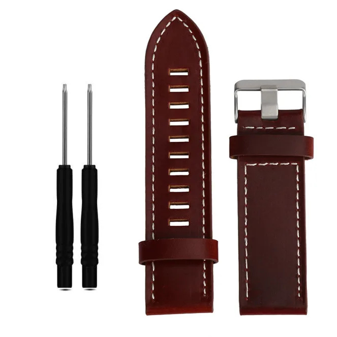 

2 pcs Luxury Leather Strap Replacement Watch Band With Tools For Garmin Fenix 3 Wristwatches Brown Band PU Leather for Watches