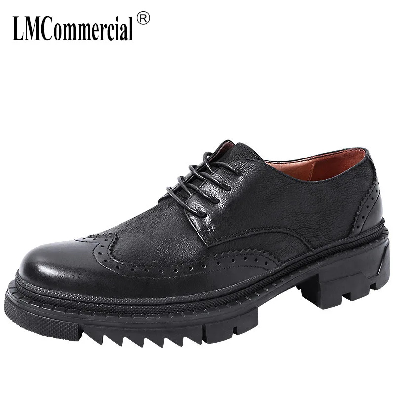 

Summer British High Quality Genuine Leather Korean version breathable casual shoes men thick bottom Bullock mens shoes cowhide