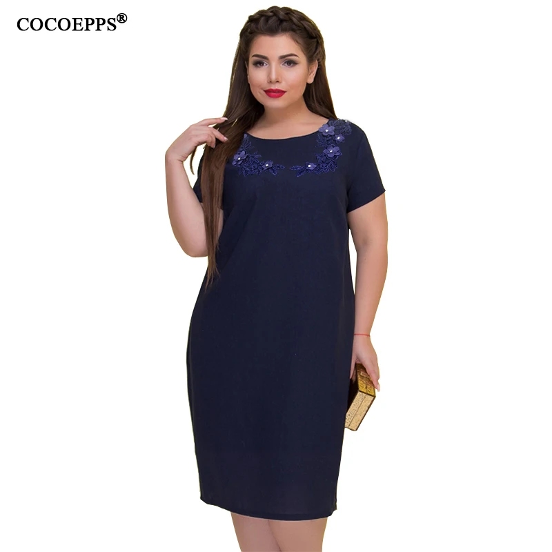 COCOEPPS, летнее женское платье, 6XL, большой размер, vestidos, платье для офиса, леди, элегантное, плюс, большой размер, женская одежда, бодикон, Повседневное платье - Цвет: ZBD1262-shenlan