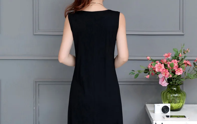 Women Slip Dress Plus Size XL-5XL Slim Summer large size modal cotton lace stitching bottoming long dress A-line petticoat woman Women Slip Dress Plus Size XL-5XL Slim Summer large size modal cotton lace stitching bottoming long dress A-line petticoat woman