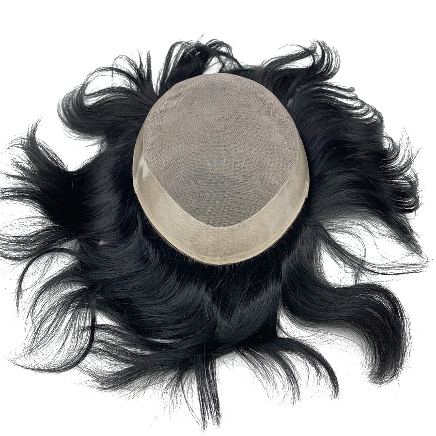 

Mens hair pieces base mono around NPU wigs remy hair straight wave toupee invisible knot
