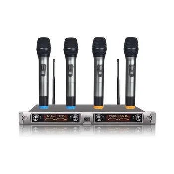 

Bolymic 4 Channel 4 Cordless Wireless Handheld Microphone System UHF Wireless System professional Stage Mics For Karaoke school