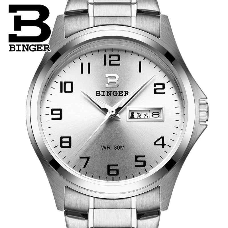 

2018 Switzerland luxury men's watch BINGER brand quartz full stainless clock Waterproof Complete Calendar Guarantee B3052B2