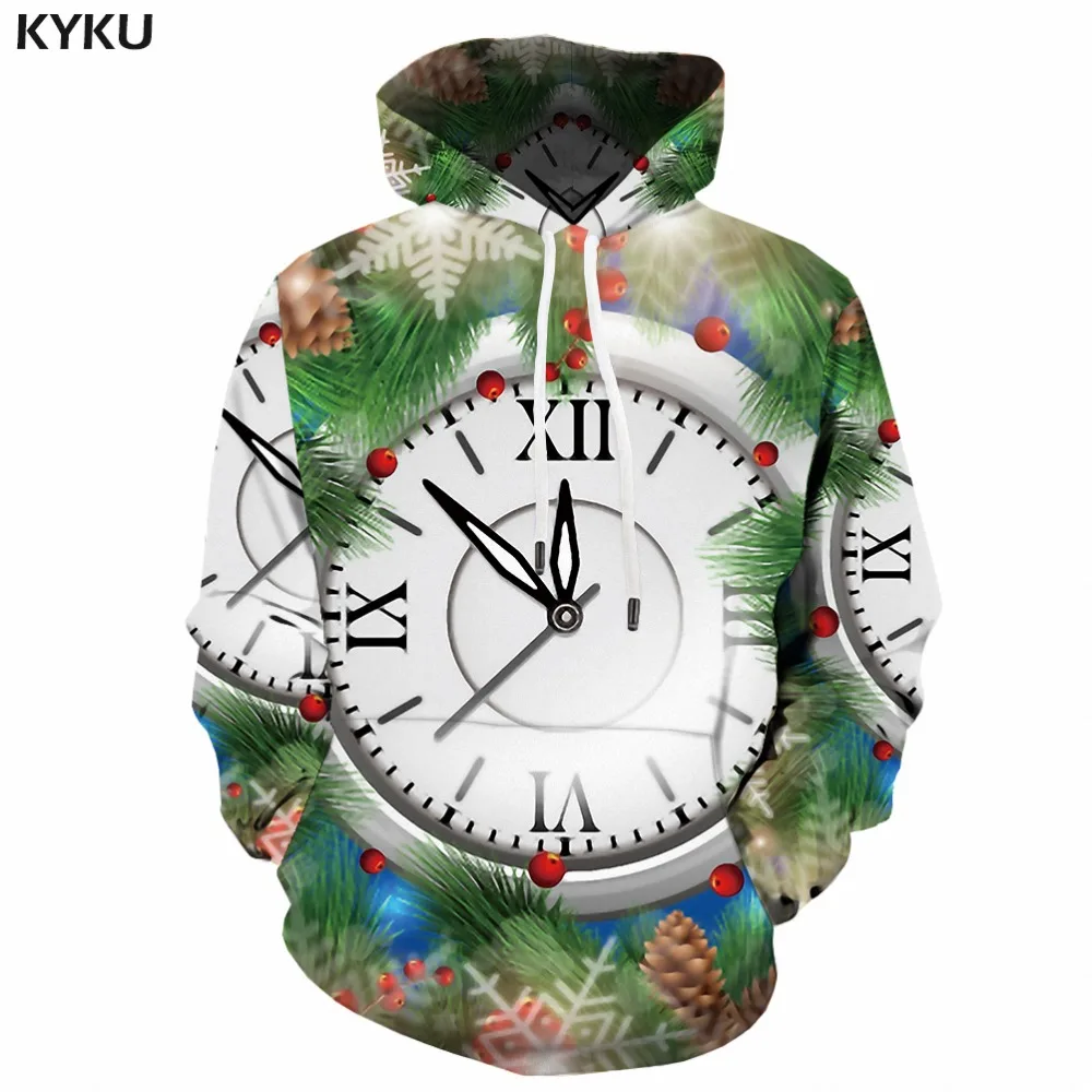 

KYKU Brand Christmas Tree Hoodies Women Xmas Japanese Clock Casual Sweatshirts Apple Woman Clothes Funny Ladies Hoody Female
