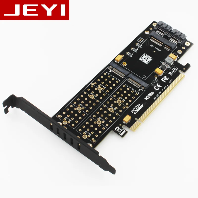 Ssd adapter card M.2 to pcie adapter Pcie adapter card M.2 expansion card JEYI SK16-PRO NVME NGFF Adapter x16 PCI-E3 Full Speed M.2 2280 aluminum sheet Thermal conductivity silicon wafer fan cooling
