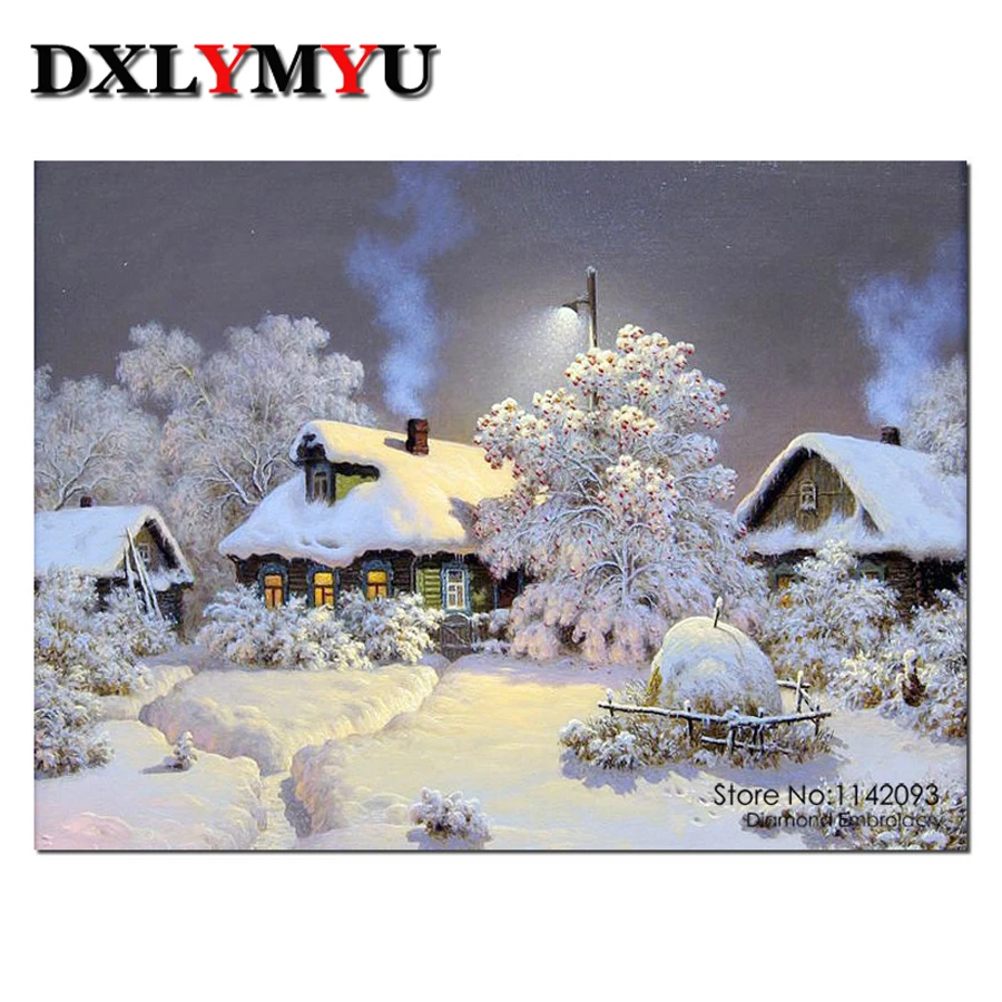 

Full diamond embroidery landscape 5d diamond painting crystal cross stitch diy diamond mosaic snow scenery