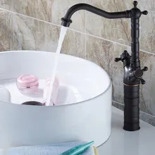 Масло втирают Бронзовый Двойные крестообразные ручки поворотный для ванной для кухни для раковины Смеситель Краны anf162