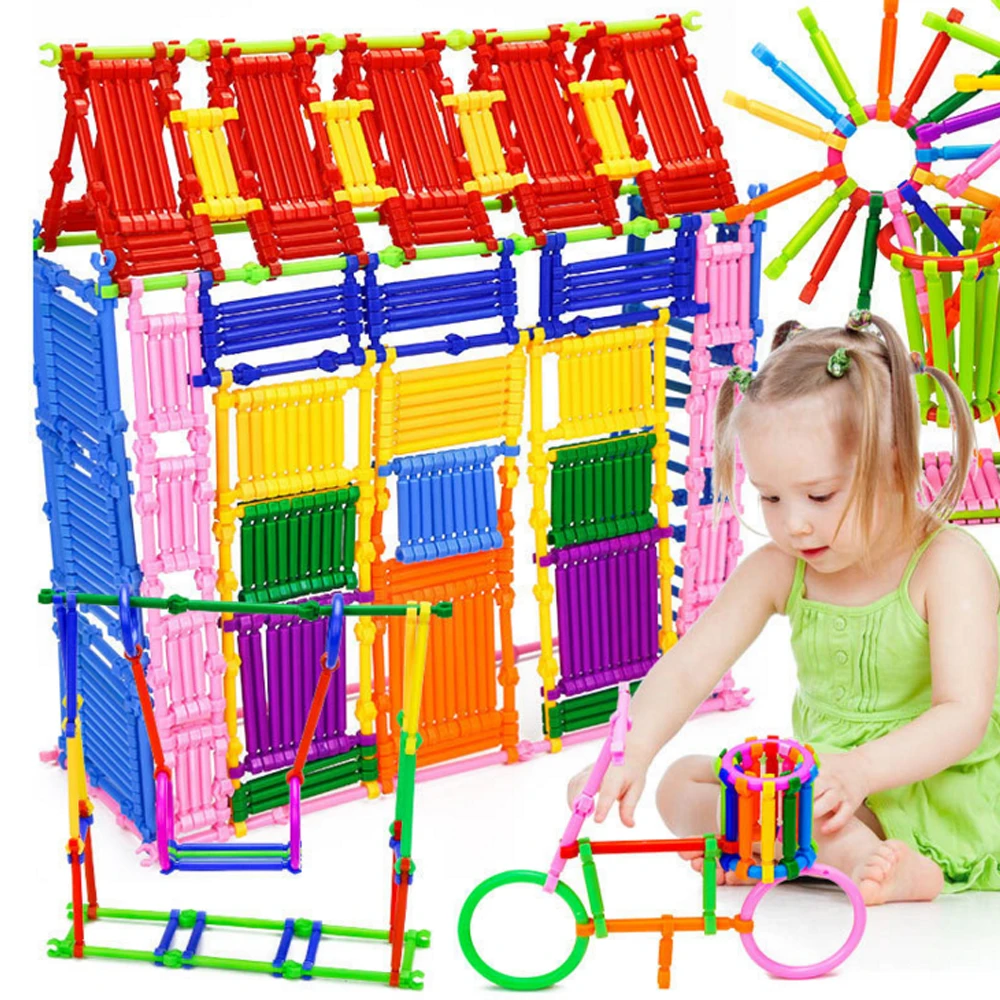 

Girls DIY Sticks Assembly Toy for Children 3D Model Building Kits Kids Educational Construction Stacking Blocks Interconnecting
