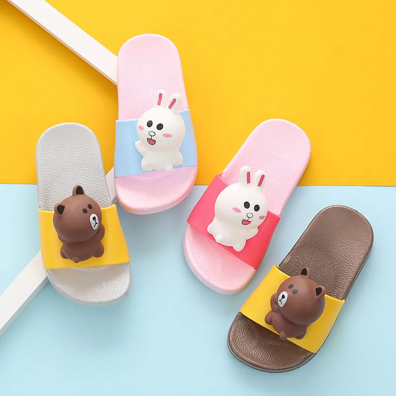 Cartoon 3D bear rabbit shape cute baby children's slippers non-slip soft bottom children's slippers Cartoon 3D bear rabbit shape cute baby children's slippers non-slip soft bottom children's slippers