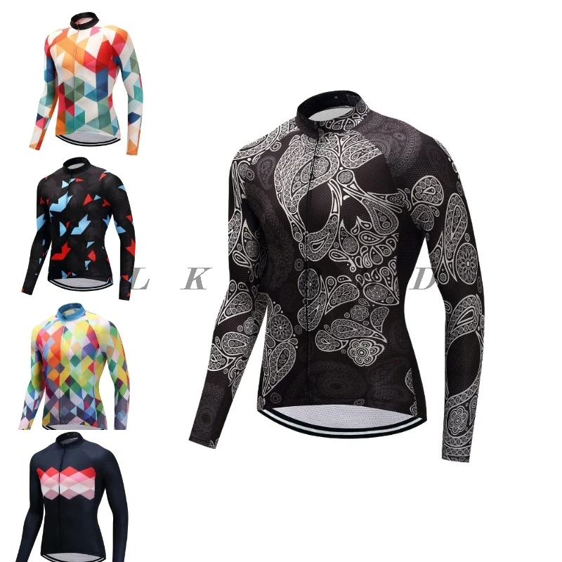 

2018 NEW Team Long sleeve Ropa Ciclismo long Cycling Jersey 100% Polyester/Autumn Bicycle Clothing/MTB Bike Clothes Man block