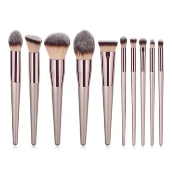 

10pcs Pinceaux maquillage Champagne Makeup Brushes Set For Foundation Powder Blush Eyeshadow Make Up Brush Cosmetics Beauty Tool