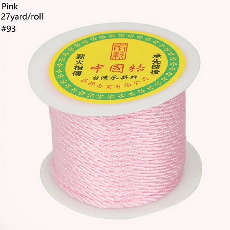 3 мм 27 ярдов/рулон нейлоновые шнуры китайский узел шнуры шелковистые бисероплетенные нити для изготовления украшений ожерелья DIY ремесло - Цвет: Pink