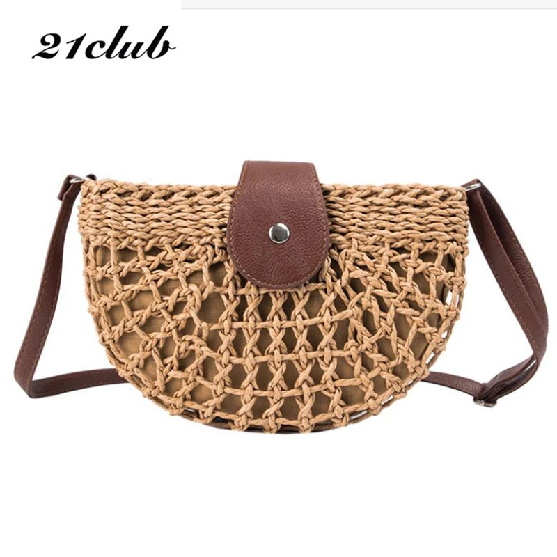 

21CLUB Brand Summer Style Mini Casual Ladies Straw Bag Party Seaside Vacation Beach Bag Women Women Shoulder Messenger Bags