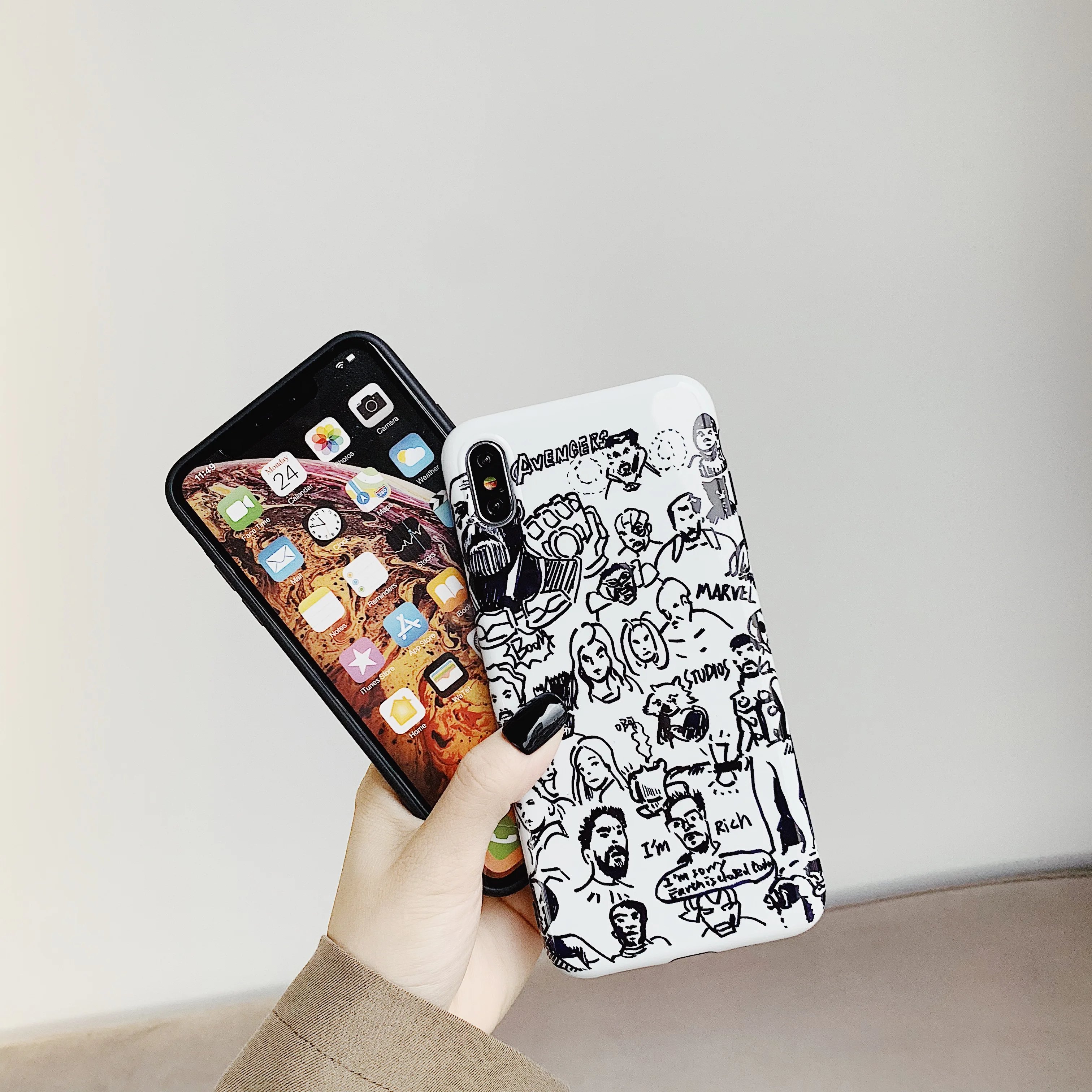 Мультфильм Marvel Мститель конец игры телефон пара чехол для iPhone 6 6s 7 8 Plus X XS XR XSMax