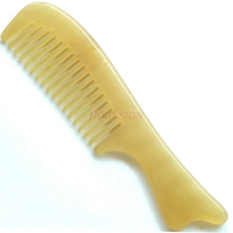 

Authentic Natural Yellow Horn Comb Hair Combs Hairbrush Wide Tooth Fine Hairdressing Supplies High Grade Gift For Female Sale