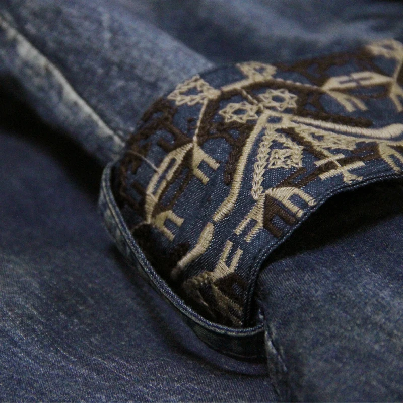 TUHAO v-образный вырез однобортная рубашка Стиль Ретро джинсовое платье с вышивкой пояса Высокая талия А-силуэт винтажные платья женские T82083