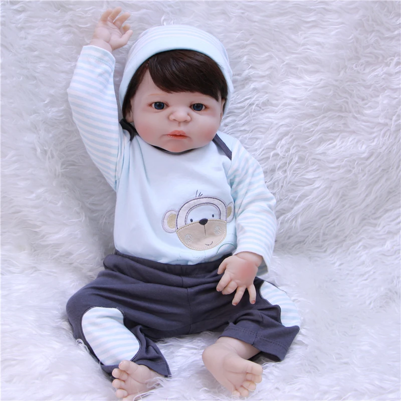 

Boy doll reborn 23" full silicone reborn baby lifelike BJD dolls for children gift bebes reborn menino bonecas brinquedos