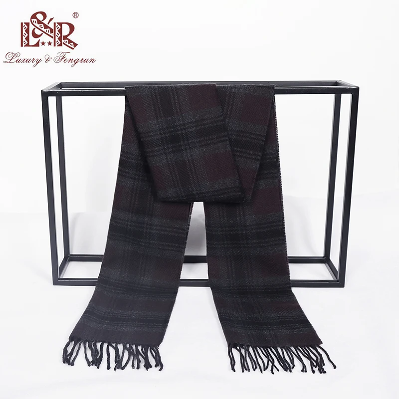 

High Quality 100% Wool Scarf Men Autumn Winter Plaid Scarves Foulard Male 2018 Luxury Brand Neckercheif Tassel Bufandas Hombre