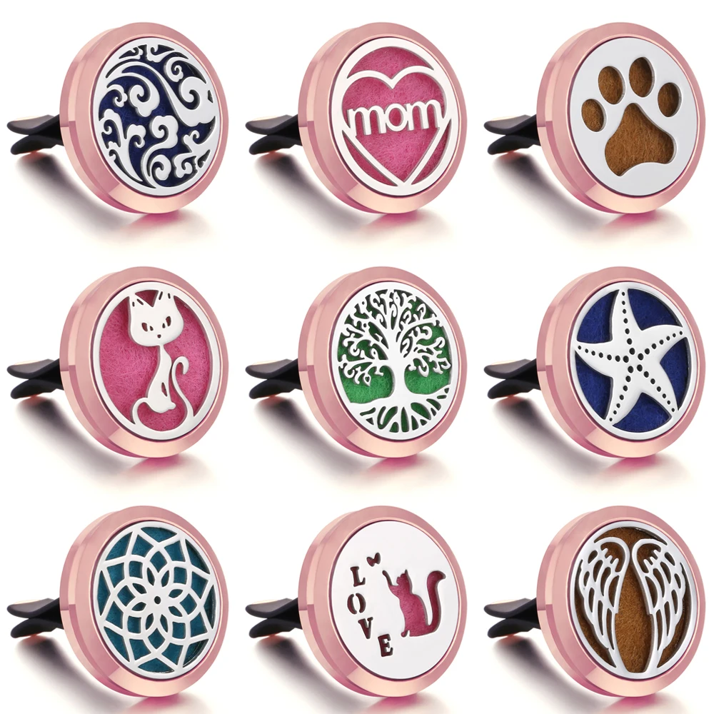 

New Rose Gold Car Perfume Diffuser 30mm Tree of Life Stainless Steel Car Air Freshener Perfume Essential Oil Diffuser Locket