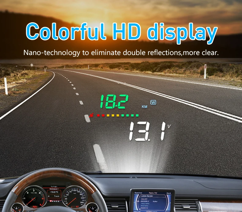 A3 HUD Дисплей на голову автомобиля Hud Дисплей над скоростью Предупреждение лобовое стекло автомобиля скорость проектор сигнализация