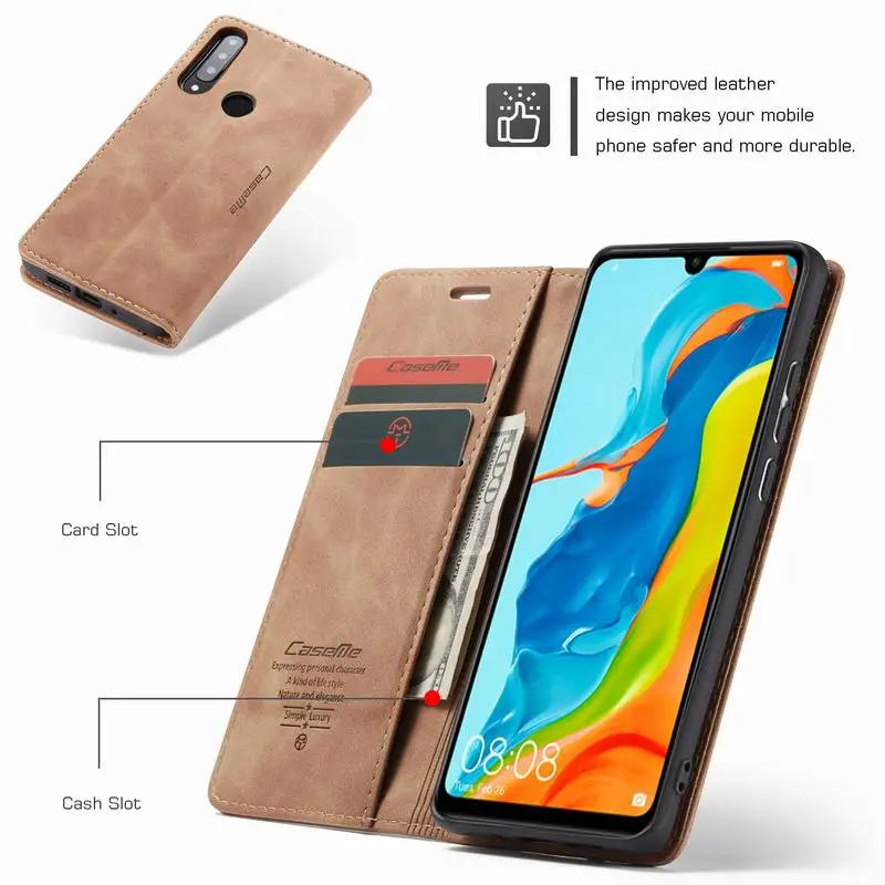 Кожаный чехол для Huawei P30 Lite Pro с магнитной застежкой Роскошный Матовый кошелек