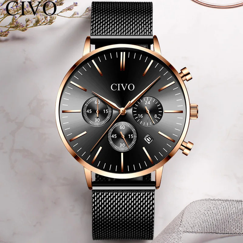

CIVO 2019 Sport Top Brand Mens Watches Relogio Masculino Fashion Quartz Watch Multifunctional Clock Luminous Mens Wrist Watch