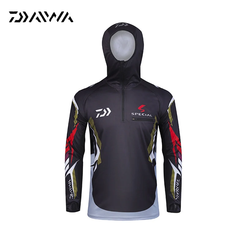 6 styles Fashion Daiwa Men Summer Fishing Shirt blouse Breathable Sunscreen Quick Drying Upf 50+ Long Sleeve Hooded topsСпорт и