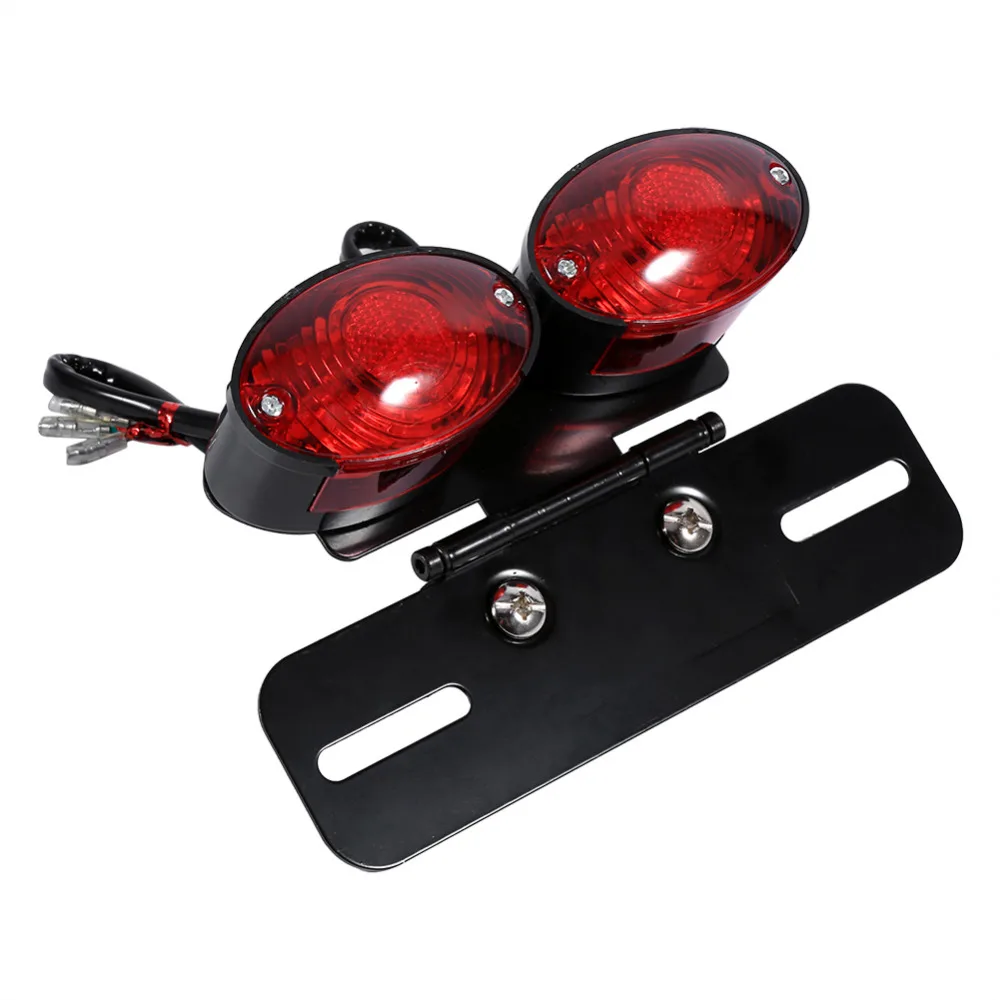 AjaxStore Motorcycle dual Cat Eye Custom License Plate Holder rear Tail Lights Motorcycle Lamp Tail Light Signal Light 