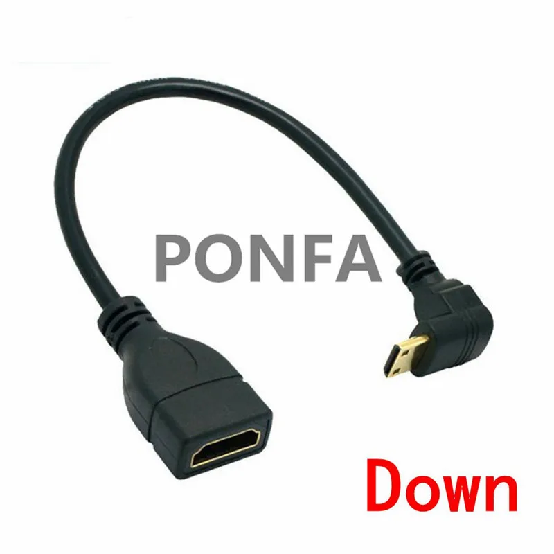 Вверх вниз вправо влево угловой мини HDMI к HDMI мужчин и женщин кабель 10 см для ноутбука ПК HDTV Тип C hdmi мини hdmi угол адаптера - Цвет: Down