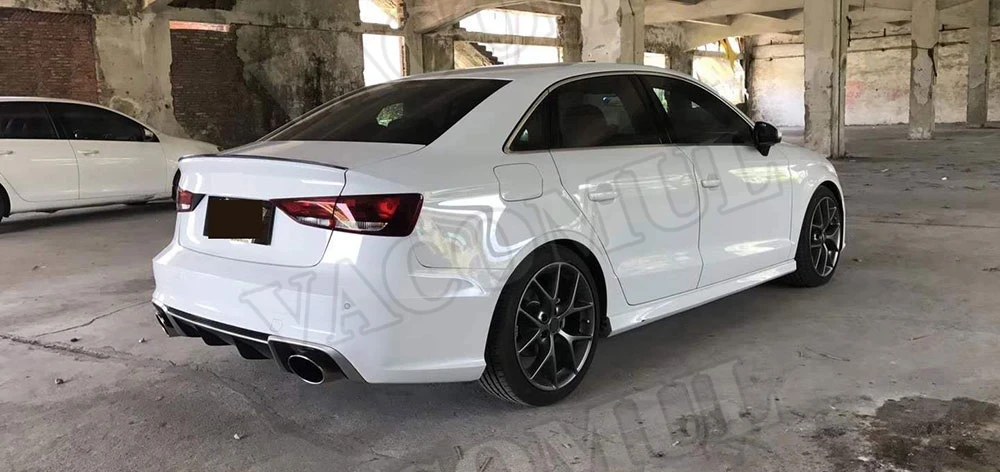 PP Material Wide Body Kit Front Lip Bumper Rear Hugger Back diffuser Spoiler for Audi A3 S3 RS3 Style