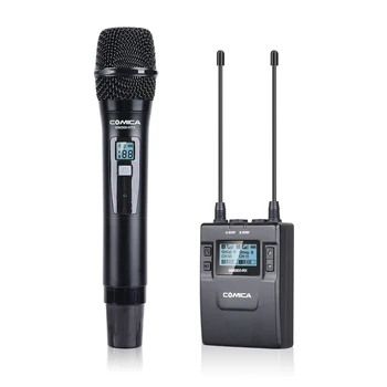 

CoMica CVM-WM300D UHF Wireless Microphone 1 Handheld Transmitter 1 Receiver Handheld Mic 120M for Interview Built-in Battery