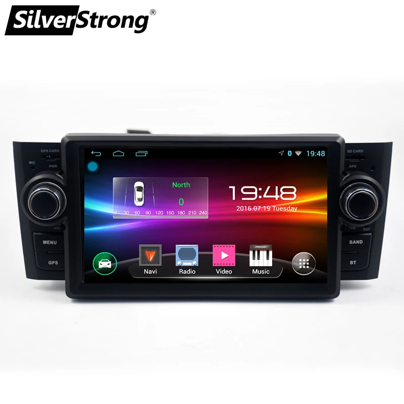 Sale SilverStrong Car Multimedia player GPS Android9.0 Car Radio 1 Din DVD For Fiat/Grande/Punto/Linea 2007-2012 Radio FM steering 1
