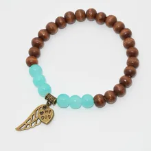 Бронзовый цвет покрытый ароматизированный сандаловый браслет любовь браслет с фигуркой собаки 8 мм диаметр эластичный канат собака браслет с подвеской лапа