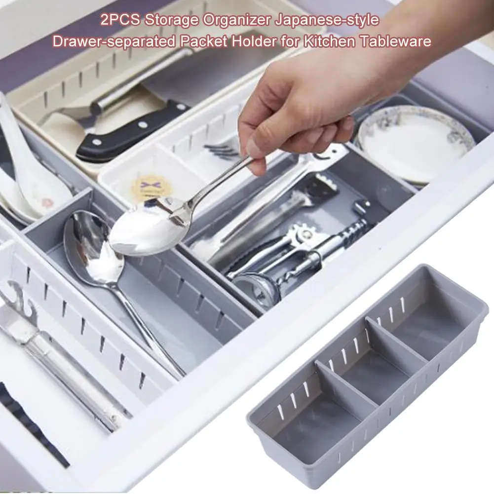 

2PCS Storage Organizer Japanese-style Drawer-separated Packet Holder For Kitchen Tableware