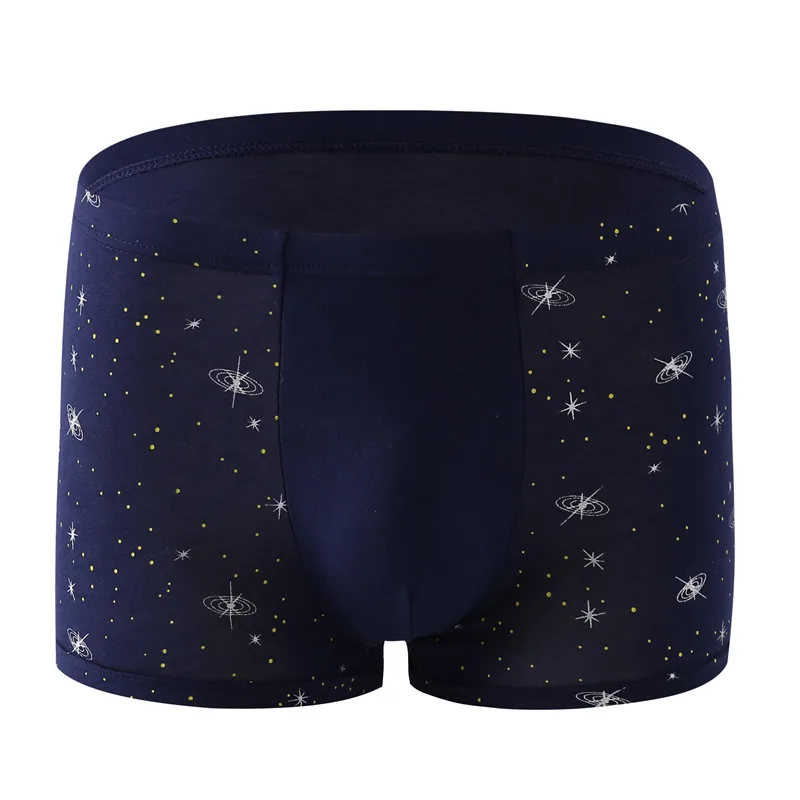 Beste Mannen Katoen Shorts Boxer Mannelijke Ondergoed Sexy Boxers Jeugd Ijs Zijde Ademend Knickers Sterrenhemel Afdrukken 4 stuks Plus Size 6XL 7XL