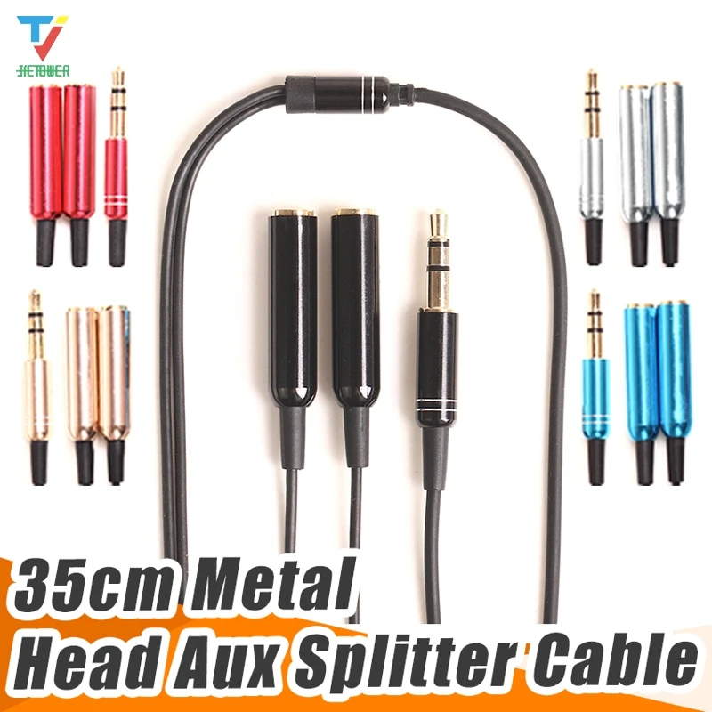 100pcs lot 3 5 Mm Jack Aux Audio Cable 1 Male To 2 Female Headphone Splitter Y Metal Extension Cable for Car Phone Audio Cable