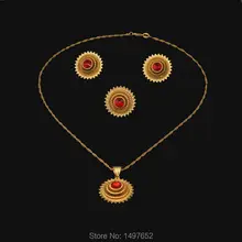 2015hot продажи Эфиопский 4 шт. Наборы свадебных ювелирных изделий золото Цвет украшения, свадебные украшения для Для женщин